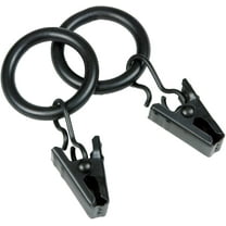 Petit Window Curtain Clip Rings, 14-Pack, Black