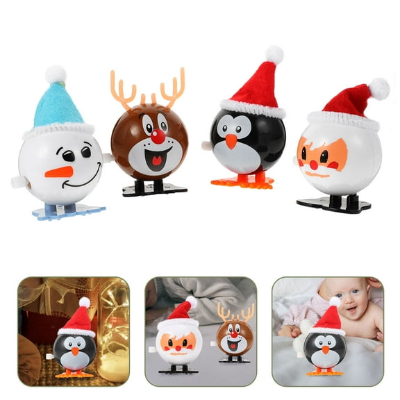 STRANDCHIC Set of 4 Holiday Wind-Up Plastic Dolls for Christmas Party Decorations and Festive Holiday Fun