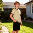 thumbnail image 6 of CYRBOKO Boys T-shirts, Pullover Cotton Short Sleeve Casual Summer Tops Beige Size 9-10 T, 6 of 7