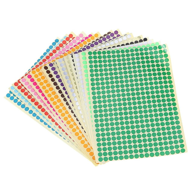 KAKOWELY 16 Pcs 6MM Color-Coding Sticker Dots Bright Color Circle Dot Labels Mixed Color,0.24"X0.24"X0.04"