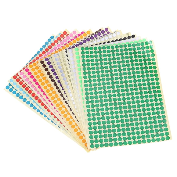 16 Pcs 6MM Color-Coding Sticker Dots Bright Color Circle Dot Labels Mixed Color