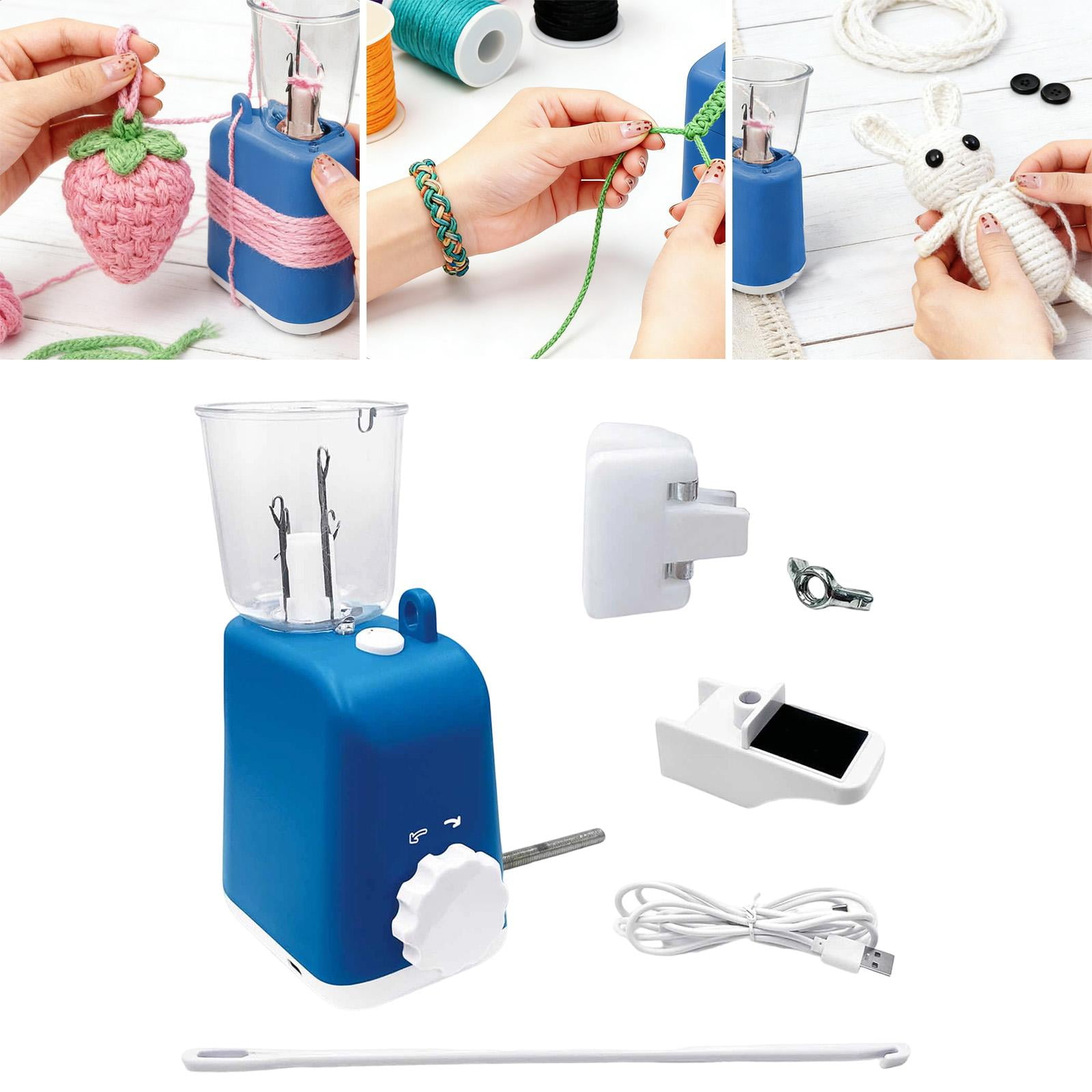 GUOOL Electric Knitting Machine manual knitting machine automatic knitting loom weaving machine yarn maker portable PP material suitable for bracelets necklaces handcraft home party gift Blue