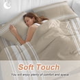thumbnail image 5 of Beige Striped Duvet Cover Set,Farmhouse Luxurious White Stripes Modern Abstract Art Soft Duvet Cover Full Size Bedding Set 4Pcs,1 Quiltcover and 2 Pillowcases with Zipper,1 Bed Sheet for All Seasons, 5 of 9