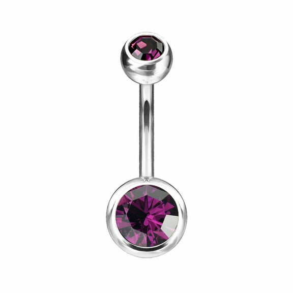 Titanium Belly Ring 14 Gauge 7/16" (11 MM) Color CZ Gems