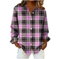 thumbnail image 2 of QUNYINEY Button Up Shirts for Women Long Sleeve Plaid with Collar Work Tops Loose Fit Women’S Blouses, 2 of 6