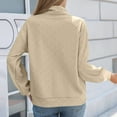 thumbnail image 5 of Ailaofu Womens Casual Textured Sweatshirt Colorblock Striped Collar Quarter Zip Long Sleeve Pullover Tops, 5 of 7