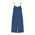 thumbnail image 7 of QATAINLAV Summer Rompers for Women Sleeveless Adjustable Strap Onesies Shorts Cotton Casual Wide Jumpsuits with Pockets Navy XXXL, 7 of 7