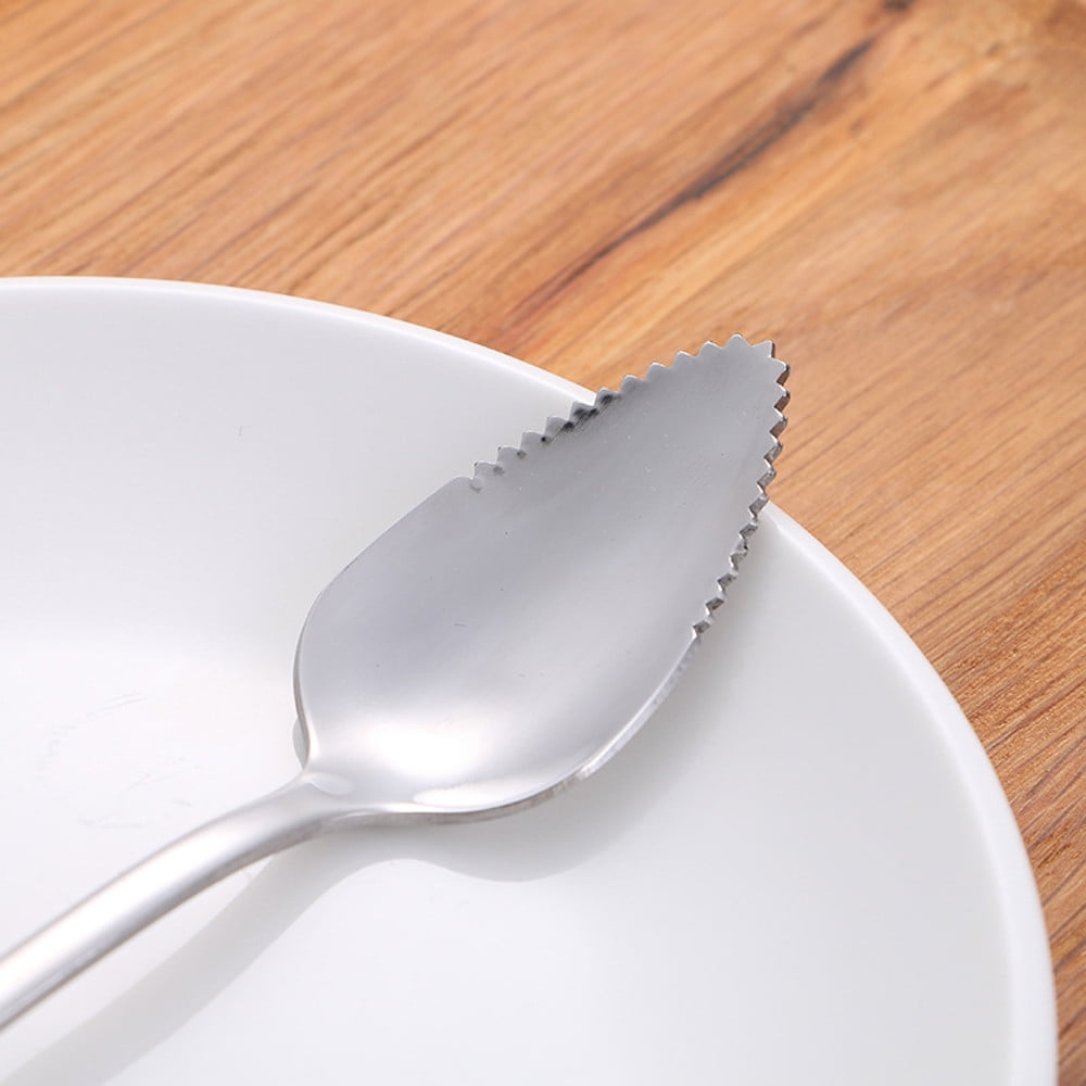 1Pc Thick Stainless Steel Grapefruit Spoon Dessert Spoon Serrated useable MaHDl 