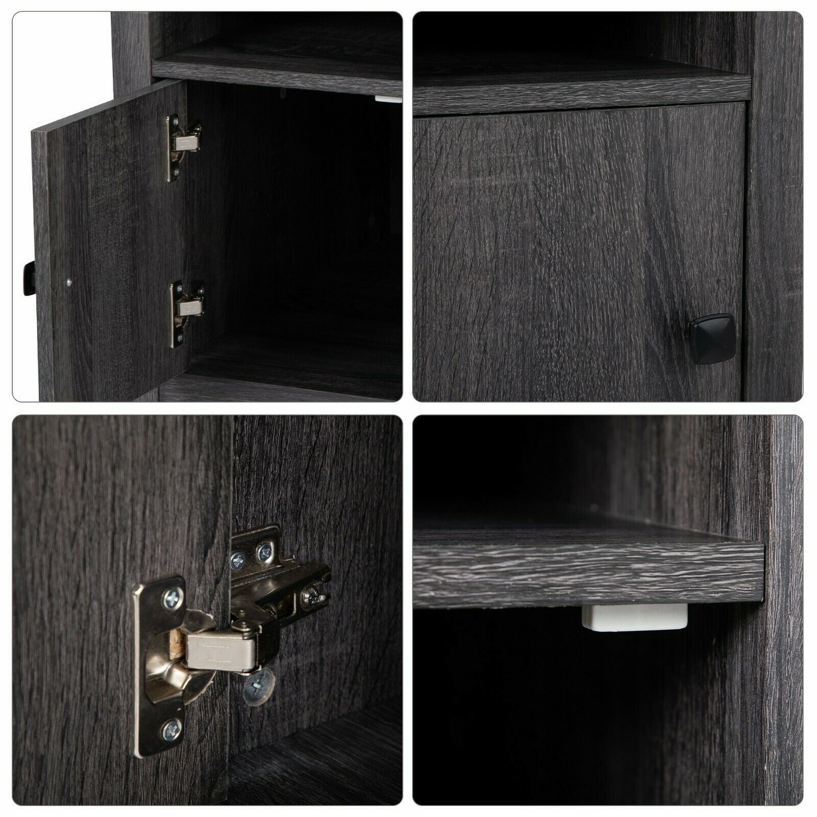 Private Jungle Nightstand Set of 2 for Living Room Bedroom, Bedside End Table w/Storage Cabinet and Open Drawers, Gray Private Jungle Nightstand Set of 2 for Living Room Bedroom, Bedside End Table w/Storage Cabinet and Open Drawers, Gray