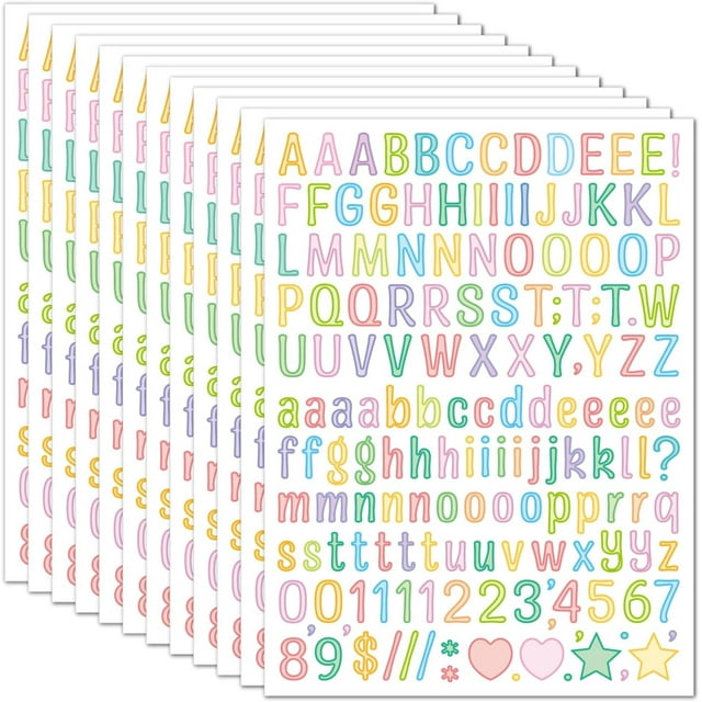20-Sheet Pack of Small Letter Stickers — Artistic-Font Black Vinyl Self-Adhesive Letters & Numbers, Suitable for Various Crafts, Outdoor Signage, Mailboxes, Windows, Doors, Cars, and Poster Boards.