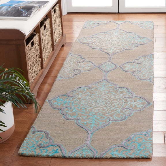 Safavieh Dip Dye Peregrine Floral Runner Rug, Gray/Turquoise, 2'3" x 6'