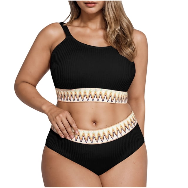 XMMSWDLA Womens Swimsuits Tankini Women'S Split High Waisted Solid Color Swimsuit Conservative and Fashionable Bikini Swimsuit Women'S Bikini Swimsuits