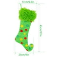 thumbnail image 3 of Christmas Elf Stocking, Polka Dot Green Christmas Stocking, Fuzzy Top Holiday Gift Bag, Fun Children’s Candy Gift Bag, Knitted Christmas Hosiery, Unique Holiday Decoration, 3 of 6