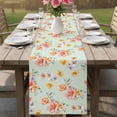 thumbnail image 4 of Spring Flowers Table Runner 72 Inches, Yellow Pink Floral Rustic Botanical Green Bed Runner Dresser Scarves Tabletop for Indoor Outdoor Parties/Ceremony/Banquet, 16" x 72", 4 of 9
