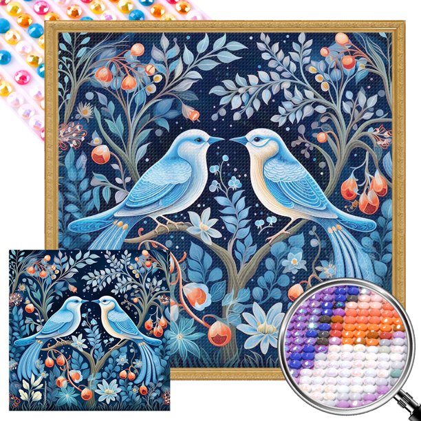 5D DIY Taladro Parcial AB Diamante Pintura Ramas Pájaros 45x45cm