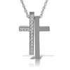 Galaxy Gold 14k14" White Gold Split Cross Necklace with Natural Diamonds