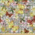 thumbnail image 2 of Ambesonne Spring Fabric by the Yard Upholstery, Butterfly Flower Vintage Art, 10 Yards, Pastel Yellow and Soft Pink, 2 of 5