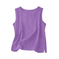 thumbnail image 4 of Women's Cotton Plain Tank Top Summer Flowy Crew Neck Sleeveless Tee Tanks Loose Fit Casual Layering and Everyday Wear Blouses Purple, 4 of 6