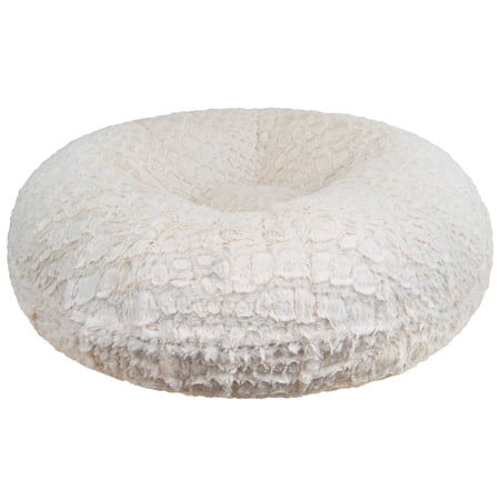 Bessie and Barnie Signature Serenity Ivory Luxury Extra Plush Faux Fur Bagel Pet/ Dog Bed
