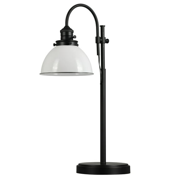 Design House Savannah Farmhouse Adjustable Table Lamp with Metal Shade, White/Matte Black