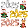 thumbnail image 2 of Globos de aluminio con números 2025, caja de regalo con bonito Papá Noel, globo de alce para el hogar, Navidad, decoración de fiesta de Año Nuevo, 2 of 5