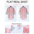 thumbnail image 2 of Asyoly Womens Tops Summer Floral Print Shirt Puff Sleeve Kimono Cardigan Loose Cover Up Beach Wear Casual Blouse, 2 of 7