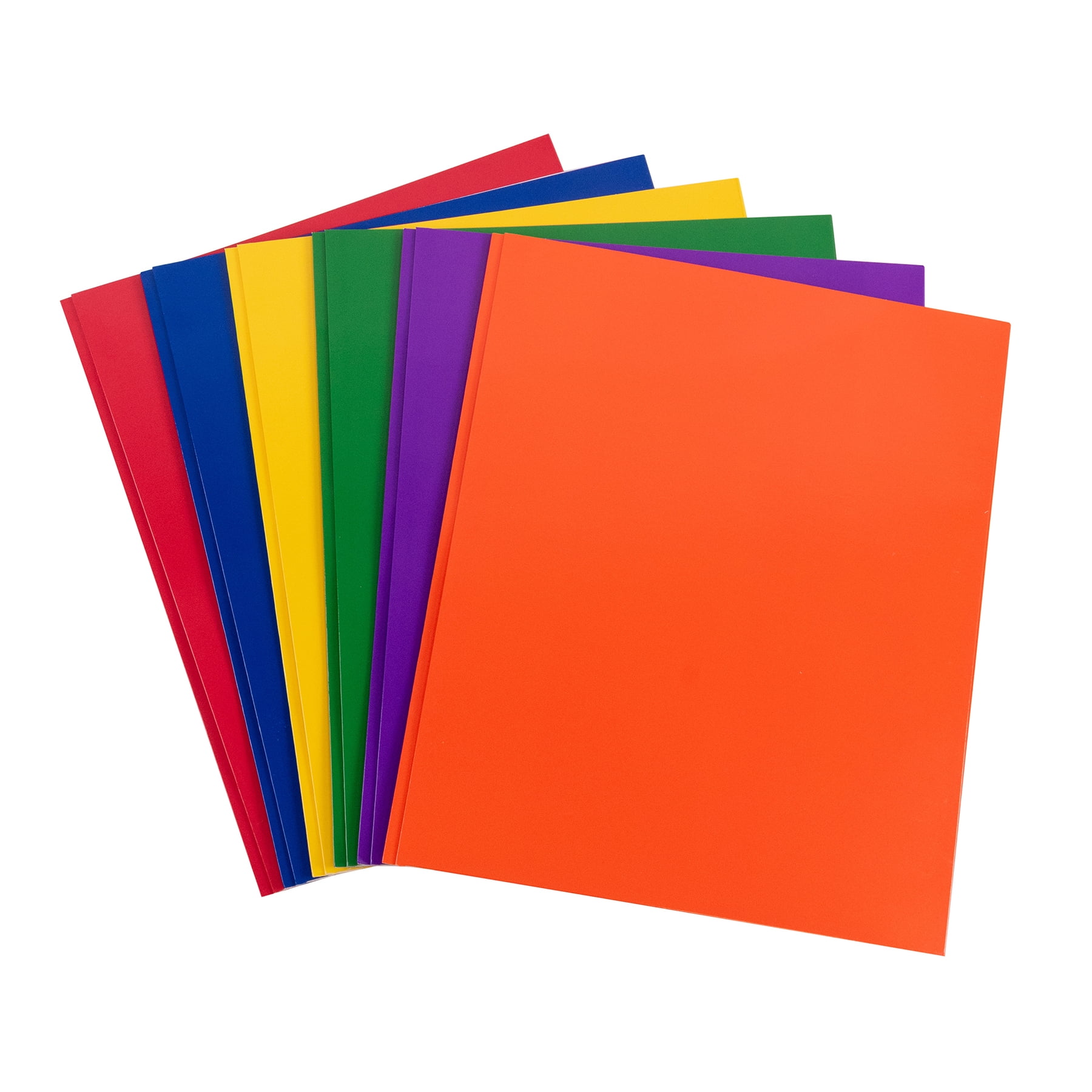 C-Line 2-Pocket Laminated Paper Folder with Prongs, Assorted Primary Colors, Pack of 50
