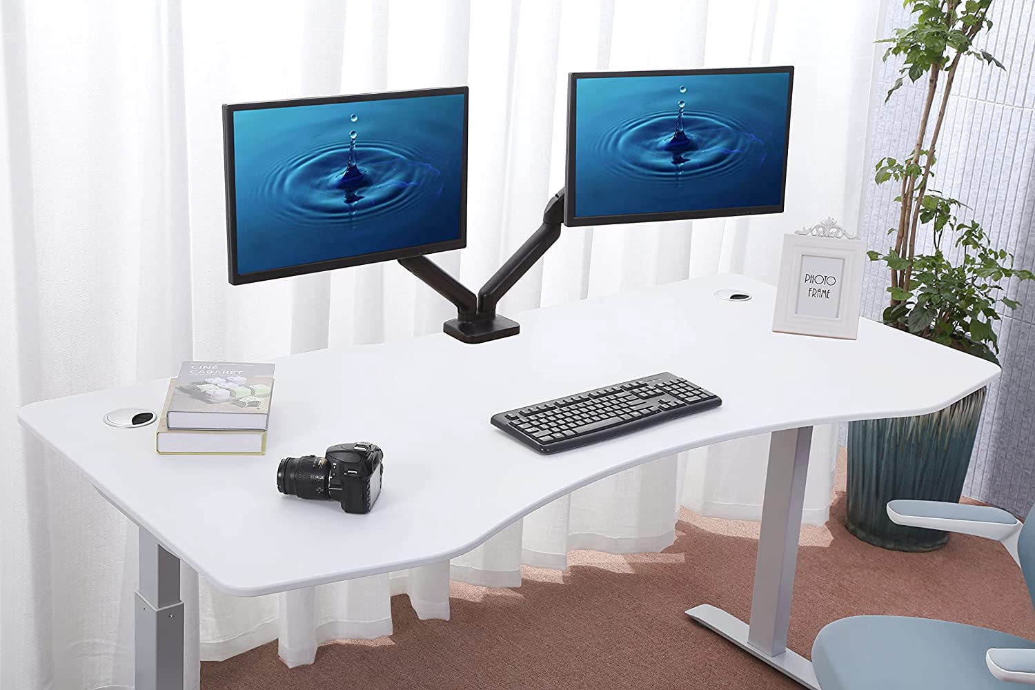 ApexDesk Elite Series 60" W Electric Height Adjustable Standing Desk (White Top, White Frame)