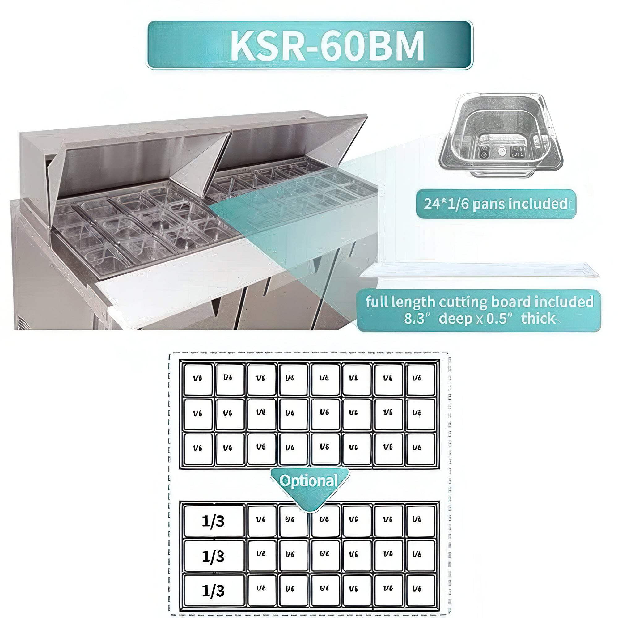 DURING D-KSR-60BM 60" 2 Door Commercial Mega Top Sandwich & Salad Prep Table Refrigerator