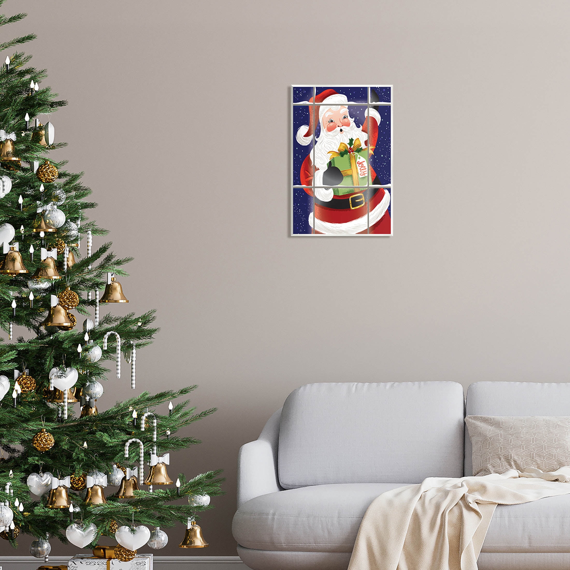 Stupell Industries Vintage Jolly Santa Window Graphic Art Unframed Art Print Wall Art, Design by Arrolynn Weiderhold