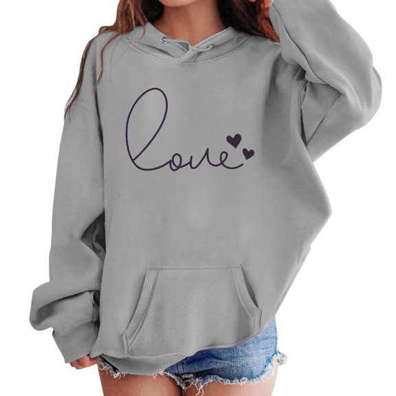 OOOUM Kids 2 Piece Sweatsuits Sets Long Sleeve Letter Prints Warm Hoodie Pullover Tops Sets Fashionable Casual Clothing Sets For Kids Grey 8-9 Years