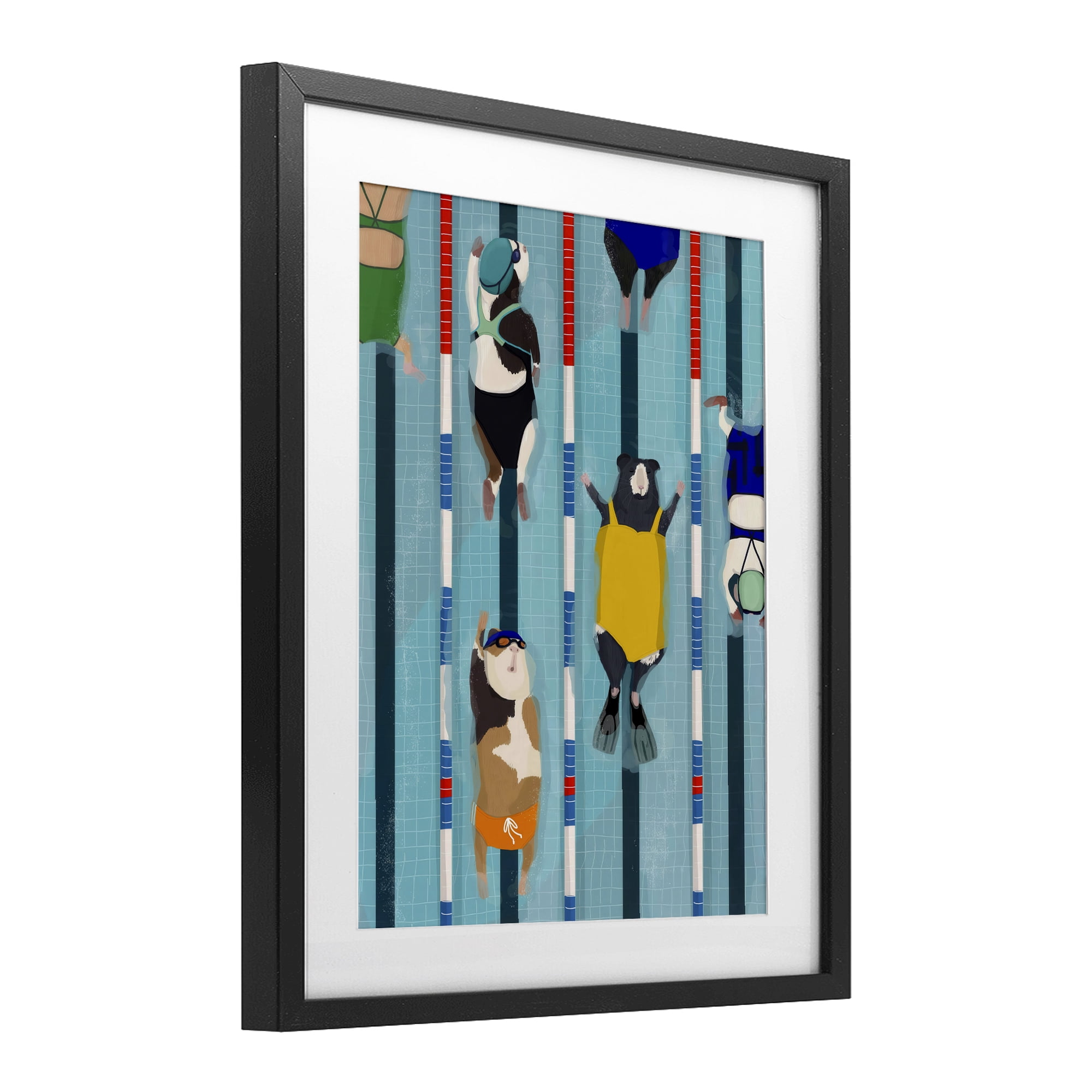 Stupell Industries Guinea Pigs at Lido Black Framed Print Under Glass, design by Hanna Melin