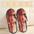 thumbnail image 2 of Fotbe Silhouette Trumpet Red Art Pantuflas Peludas para Mujer con Estampado, Zapatillas de Peluche, Zapatos de Invierno para Casa, Uso Interior y Exterior-Medium, 2 of 8