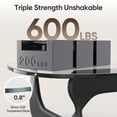 thumbnail image 3 of Cottinch 50" Triangle Glass Coffee Table with Wood Base for Living Room Office, Black, 3 of 12