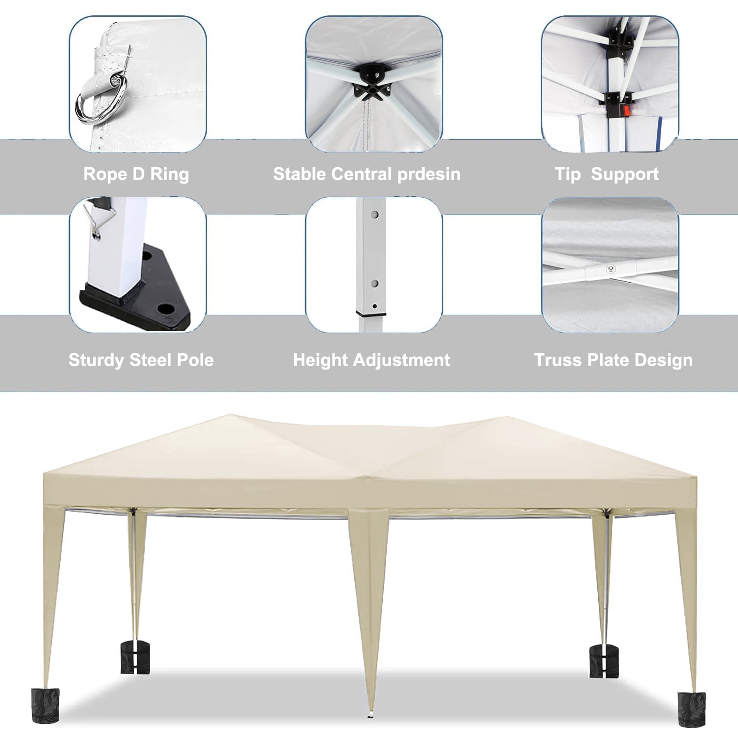 Aimee Lii 118"x235" Pop Up Tent, Backyard Canopy Gazebo with Sidewalls, Outdoor Patio Awnings for Party Camping BBQ Events, Beige Aimee Lii 118"x235" Pop Up Tent, Backyard Canopy Gazebo with Sidewalls, Outdoor Patio Awnings for Party Camping BBQ Events, Beige