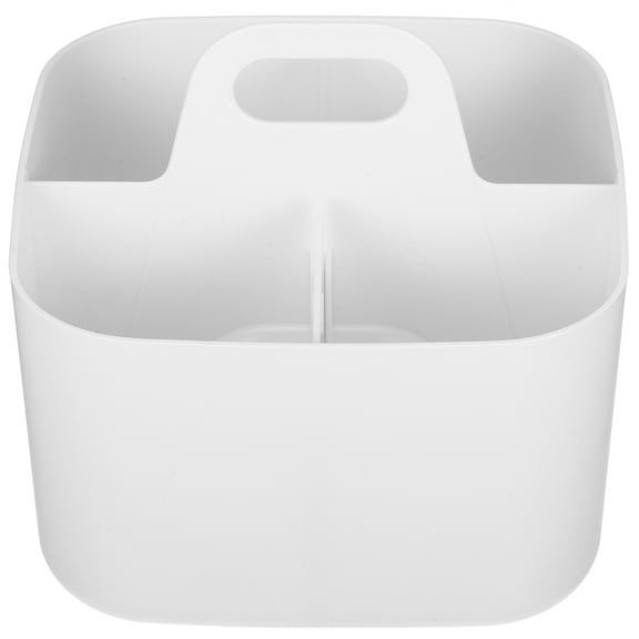 OFFIGAM Four Compartment Plastic Organizer with White Handle, Storage Box for Tools and Small Parts