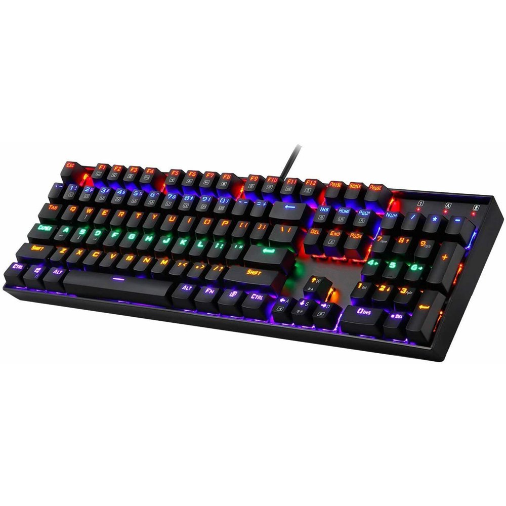 Mechanical Gaming Keyboard RGB LED Rainbow Backlit Wired Keyboard for