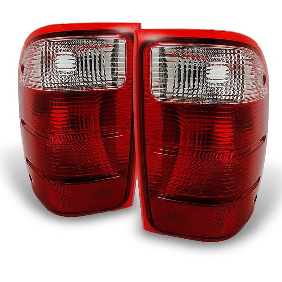 AKKON - For 01-05 Ford Ranger Pickup Truck Red Clear Lens Rear Tail Light Brake Lamps Replacement Left Right Pair