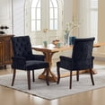 thumbnail image 4 of S-HOME Elegant Tufted Accent Dining Chair in Soft Chenille Fabric with Curved Solid Wood Legs, for Dining Room or Kitchen, Black, 4 of 18