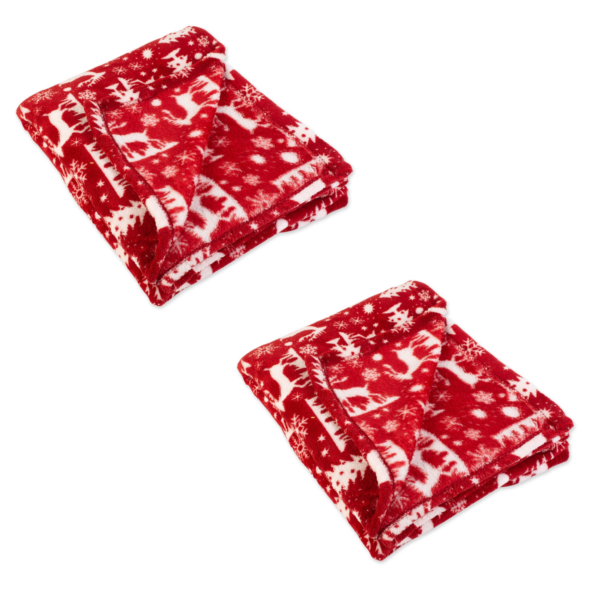 Holiday Christmas Plush Fleece Throw 50x60", Set of 2 ...