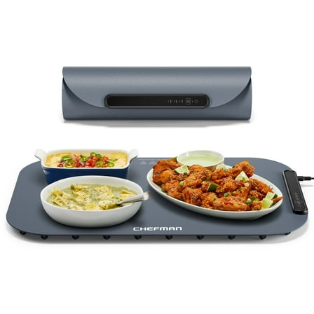Chefman Roll n’ Go Food Warming Mat with Customizable Temperature Controls and Storage Bag - Grey