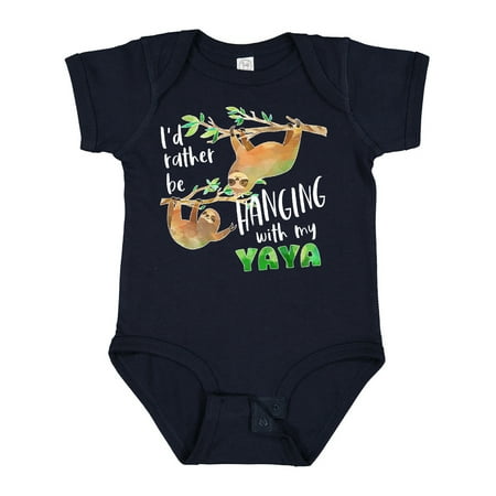 

Inktastic Id Rather Be Hanging with My Yaya- Cute Sloths Gift Baby Boy or Baby Girl Bodysuit