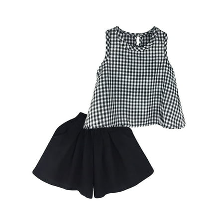 

Summer Toddler Girl Sleeveless Plaid A Line Vest and Wide Leg Mid Pant Suit Soft and Comfy Daily Wear Outfits Blanket Set for Baby Girl Bundle Teens Clothes for Girls Fall Baby Girl Cute Stuff Juniors