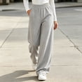 thumbnail image 6 of Kinrui Baggy Sweatpants for Petite Women Elastic Waist Wide Leg Pant Baggy Lounge Comfy Sweat Pants for Teen Girl Junior with Pocket Gray M, 6 of 7