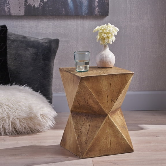 Gearwell Outdoor Accent Table Magnesium Oxide End Table, Wood Color