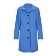 thumbnail image 4 of Women's Long Coats Single Breasted Pea Coat Winter Casual Blazer Jacket Trench Coat Blue XL, 4 of 9
