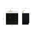 thumbnail image 3 of Ariel Hepburn 37 In. Left Offset Oval Sink Vanity With White Quartz Countertop 1.5" Edge In Black, 3 of 9