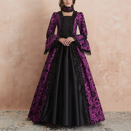 UPPADA Plus Size Victorian Dress for Women Lace Up Flare Sleeve Ball Gown with Corset Evening Party Maxi Gowns Vintage Cocktail Dress Wedding Dresses Lighten Deals of The Day