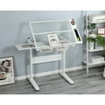 thumbnail image 4 of White Drafting Table with Hand - Operated Tilt and 2 Metal Drawers - 5mm Thick Glass Desktop - Studio Sketching - Storage and Adjustable Legs, 4 of 5