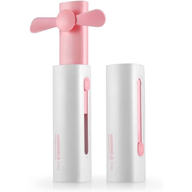 Pequeño ventilador portátil con batería recargable con banco de energía de 2200 mAh y linterna LED, tiempo de trabajo prolongado de 15 a 25 horas para verano caluroso, viajes, camping (rosa) Sailing Electrónica